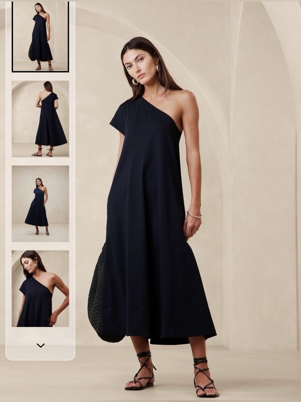 Banana Republic ODILE ONE-SHOULDER KNIT DRESS, Size Large